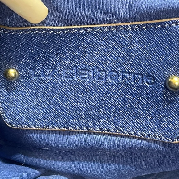 Liz Claiborne large Royal Blue Shoulder Bag with Textured Leather luxury tote​​ - Picture 8 of 10